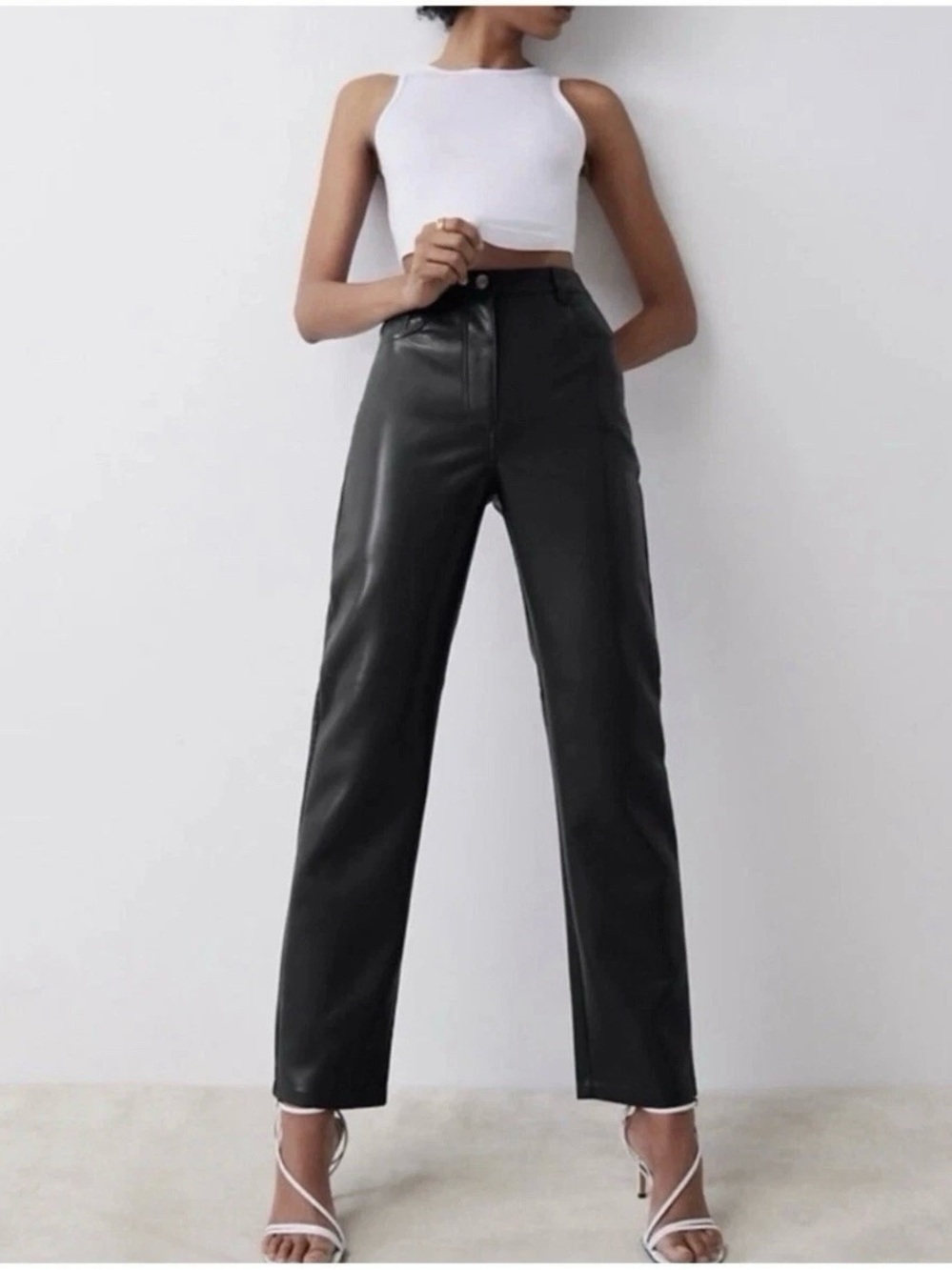 Aritzia Wilfred The Melina Long Vegan Faux Leather Pants in Black